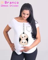 Camiseta Bata Canoa Chá De Bebê Mãe gestante Gêmeos Camiseta Bata Canoa Chá De Bebê Mãe gestante Gêmeos
