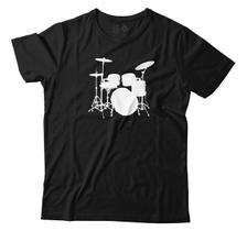 Camiseta Bateria Instrumento Musical Baterista Banda Unissex