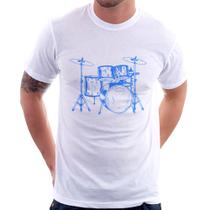 Camiseta Bateria Música (azul) - Foca na Moda
