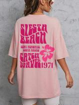 Camiseta Beach Waves Estampa Grafica Texto Surf Flores Praia Sol Blusa Manga Curta Ombro Caido Life Style Oversized Femi Camiseta Beach Waves Estampa Grafica Texto Surf Flores Praia Sol Blusa Manga Curta Ombro Caido Life Style Oversized Femi
