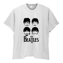 Camiseta Beatles Rostos Plus Size Estampa Rock Banda Música Camisa Masculina Modelo Tamanho Grande