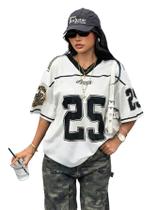 Camiseta BEAUDRM Girls Y2k Jersey Number Graphic branca 10Y Camiseta BEAUDRM Girls Y2k Jersey Number Graphic branca 10Y