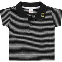 Camiseta Bebê e Infantil verão Gola Polo Menino Preta listrada de branco - Elian