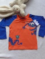 Camiseta bebe infantil monstrinho manga longa 100% algodão Have Fan Camiseta bebe infantil monstrinho manga longa 100% algodão Have Fan