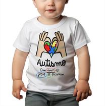 Camiseta Bebê Manga Curta Estampado Amor Autismo