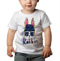 Camiseta Bebê Manga Curta Estampado Coelho