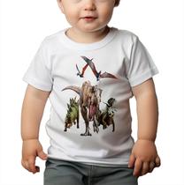 Camiseta Bebê Manga Curta Estampado com Dinossauros