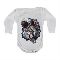 Camiseta Bebê Manga Curta Estampado de Astronauta