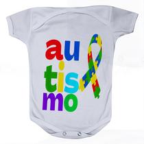 Camiseta Bebê Manga Curta Estampado de Autismo Autista