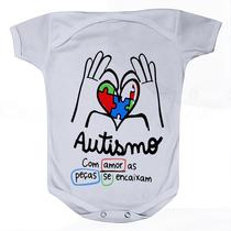 Camiseta Bebê Manga Curta Estampado de Autismo