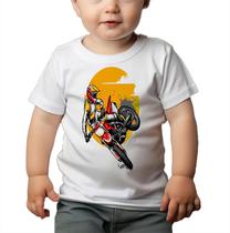 Camiseta Bebê Manga Curta Estampado de Moto Esportiva