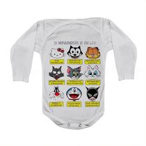 Camiseta Bebê Manga Curta Estampado Desenhos de Gatos