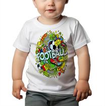 Camiseta Bebê Manga Curta Estampado Estampa de Futebol