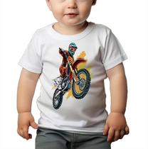 Camiseta Bebê Manga Curta Estampado Estampa de Moto