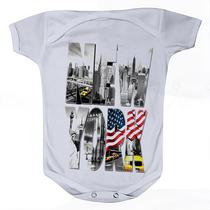 Camiseta Bebê Manga Curta Estampado Estampa New York