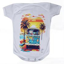 Camiseta Bebê Manga Curta Estampado Imagem de Kombi