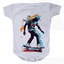 Camiseta Bebê Manga Curta Estampado Imagem Skate