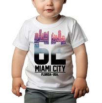 Camiseta Bebê Manga Curta Estampado Miami Florida