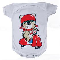 Camiseta Bebê Manga Curta Estampado Moto