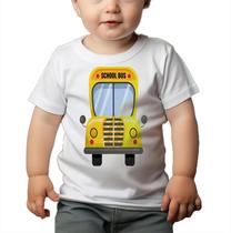 Camiseta Bebê Manga Curta Estampado ônibus Escolar