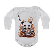 Camiseta Bebê Manga Curta Estampado Panda Samurai