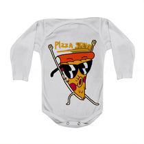 Camiseta Bebê Manga Curta Estampado Pizza