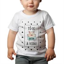 Camiseta Bebê Manga Curta Estampado Tô de Bem com Vida