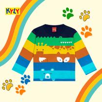 Camiseta Bebê Masculino Manga Longa em Meia Malha Animais Kyly Camiseta Bebê Masculino Manga Longa em Meia Malha Animais Kyly
