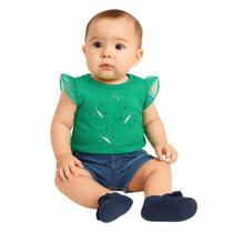 Camiseta Bebê Menina Manga Fru Fru em Tule Kyly Camiseta Bebê Menina Manga Fru Fru em Tule Kyly