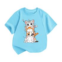 Camiseta BeWithYou Cute Cat para meninas e crianças com estampa de anime