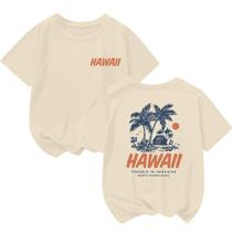 Camiseta BeWithYou Hawaiian Palm Tree para meninas de 7 a 12 anos de damasco Camiseta BeWithYou Hawaiian Palm Tree para meninas de 7 a 12 anos de damasco