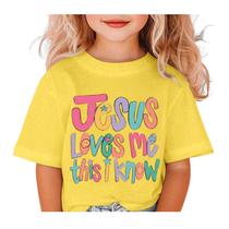 Camiseta BINTEHGS Jesus para meninas de 8 a 11 anos de algodão amarelo
