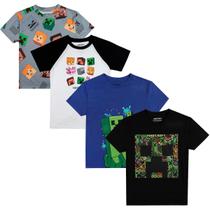 Camiseta Bioworld Minecraft Creepers and Character Heads Camiseta Bioworld Minecraft Creepers and Character Heads