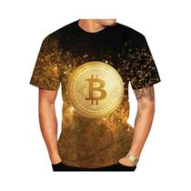 Camiseta Bitcoin 3D Unissex - Manga Curta e Estampa Engraçada para Verão