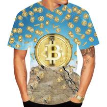 Camiseta Bitcoin Com Estampa 3D Unissex Manga Curta Pulôver De Verão Engraçado Para Homens Mulheres