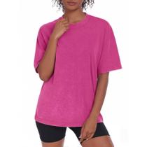 Camiseta BJY 100% algodão rosa lavada vintage de tamanho grande para mulheres Camiseta BJY 100% algodão rosa lavada vintage de tamanho grande para mulheres