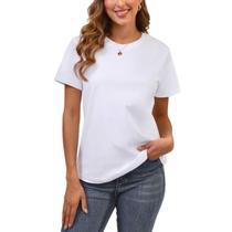 Camiseta BJY de Algodão Branca com Gola Careca e Manga Curta Camiseta BJY de Algodão Branca com Gola Careca e Manga Curta