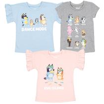 Camiseta Bluey Bingo and Friends Little Girls, pacote com 3, 6 x 6