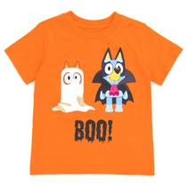 Camiseta Bluey Bingo Halloween Little Boy Girl Kids Laranja 7-8