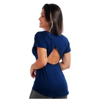 Camiseta Blusa Basica Manga Curta Alongada Vest Leguing abertura costas