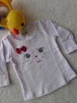 Camiseta blusa bebe infantil menina manga longa gatinha Have Fun