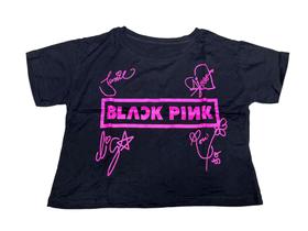 Camiseta Blusa Black Pink Baby Look Feminina Cropped K-Pop Lisa Rosé Jisoo Jennie Sf446 BM