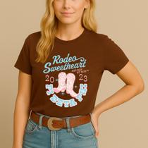 Camiseta Blusa Country Algodão Estamp Rodeo Querida Linda Delicada Feminina Manga Curta Tshirt Agro