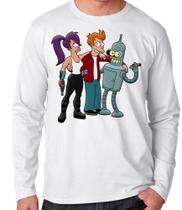 Camiseta blusa de frio manga longa Futurama robô desenho Camiseta blusa de frio manga longa Futurama robô desenho