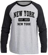 Camiseta blusa de frio manga longa New york nova iorque city NY Camiseta blusa de frio manga longa New york nova iorque city NY