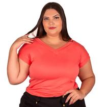 Camiseta Blusa De Malha Para Uniforme Feminina Gola Em V Moda Blusinhas Roupas Plus Size Atacado KIT 4 - LoockCasual