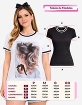 Camiseta Blusa Feminina Baby Look Manga Curta Com Strass Camiseta Blusa Feminina Baby Look Manga Curta Com Strass