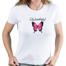 Camiseta blusa feminina babylook manga curta Borboleta Moda Gringa