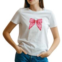 Camiseta blusa feminina manga curta Laço Moda Blogueira