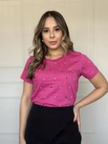 Camiseta Blusa Feminina Mini Corações T Shirt moda 100 Algodão Envio Imediato P AO G2 Plus Size